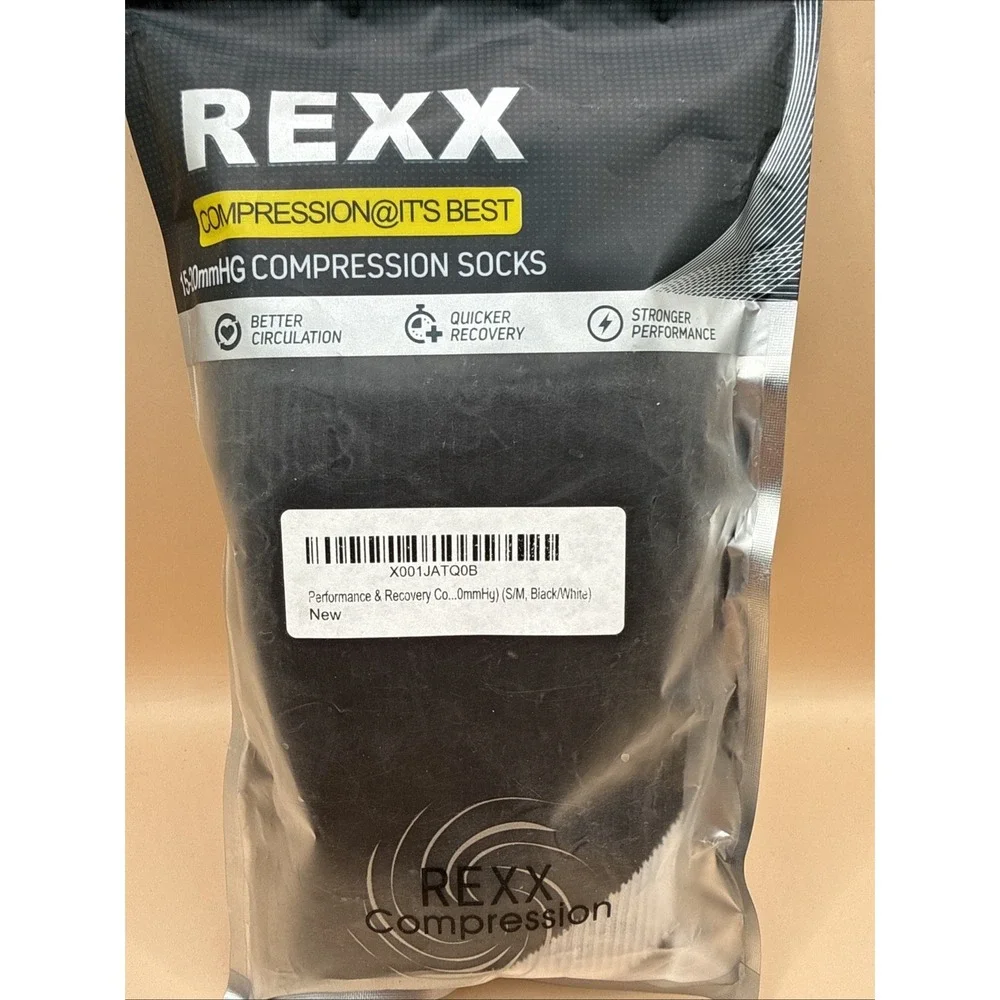 Compression Socks Rexx Women  Individually Packed Sock Size S/m Black/white